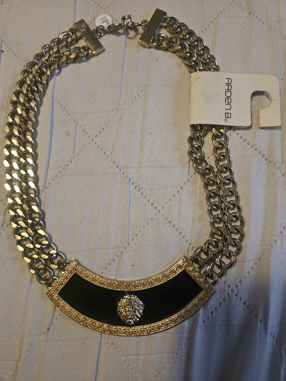 Arden B Gold and Black Lion Medallion Necklace